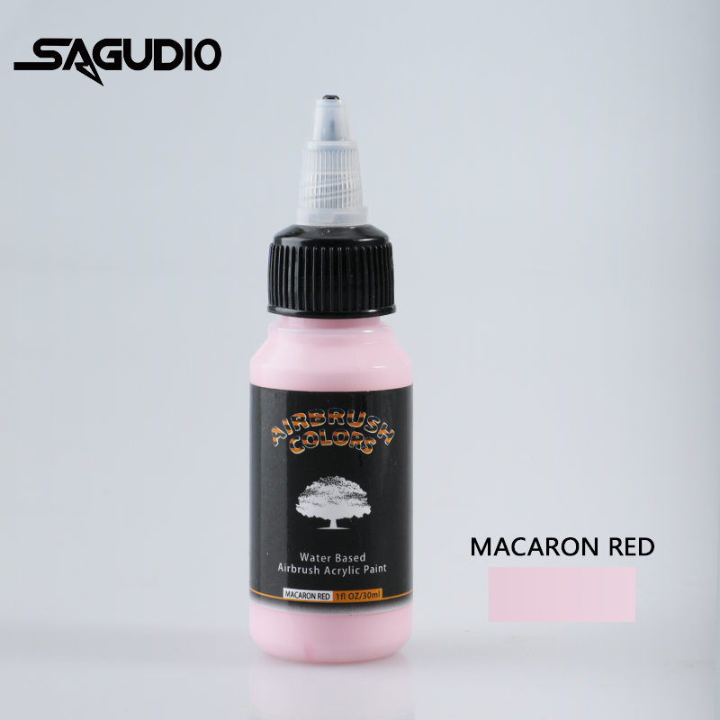 SAGUD Airbrush Paint Ready to Spray Water-Based 24 Matte Colors 30ml Premium Acrylic Paint for Beginners Hobbyist and Artists: Red