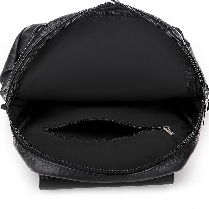 Sorte kvinder rygsække mochila læder kvindelige rejse rygsække lynlås skoletasker til teenager piger laptop packback