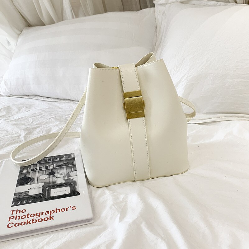 Bucket Bag Women's Spring and Summer Shoulder/Crossbody Bag Simple Different Size Bags: White