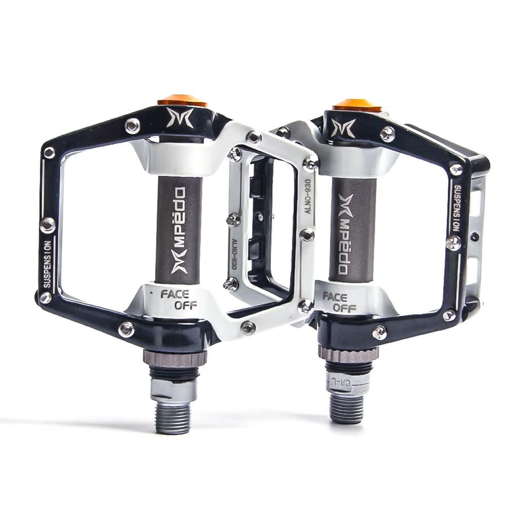 pedales planos de bicicleta MTB Road 2 rodamientos sellados pedales de bicicleta de montaña pedales de plataforma ancha accesorios de bicicleta: Black