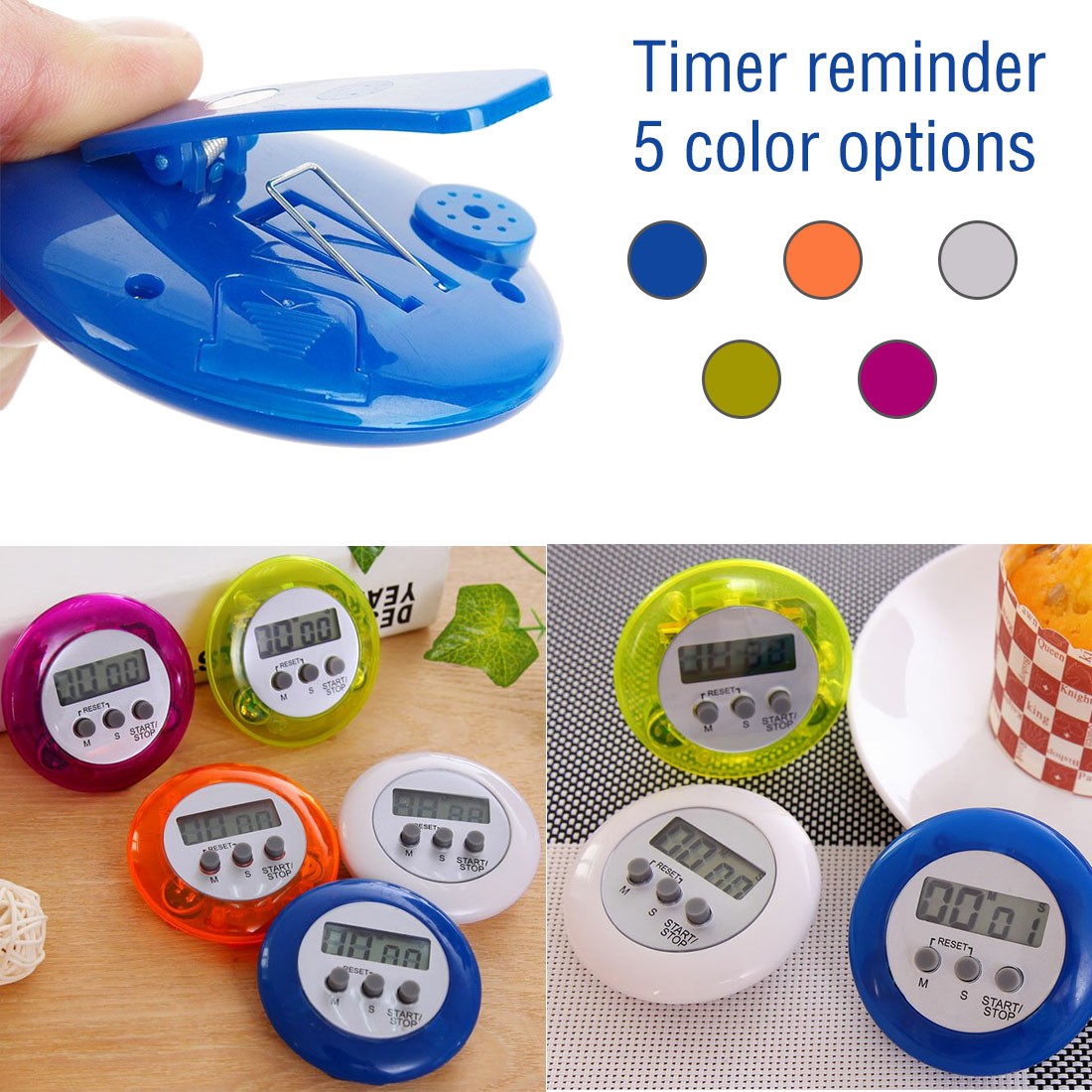 Practical Multi Plastic Kitchen Timer Round Electronic Timer Countdown Timers Kitchen Mini Timer