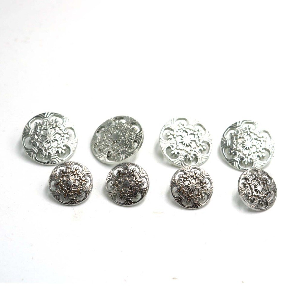 15mm&20mm bronze&silver Shank Button Metal Buttons Hollow Carved Flower Sewing Metal Buttons 20pcs