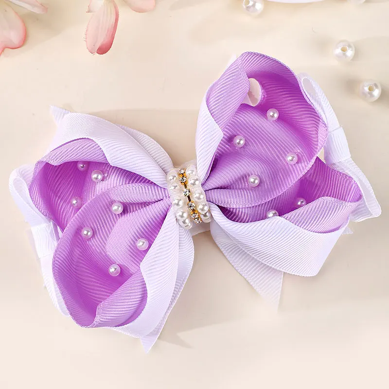 Pinzas para el pelo de perlas para niñas, horquillas con diamantes de imitación, cinta Rosa dulce, herramientas de peinado para el cabello para niños, diademas para niños: Azul cielo