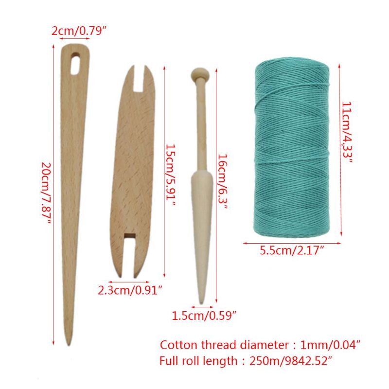 Lote de 4 unidades de varillas de madera Natural para tejer y telar, hilo de urdimbre, accesorio DIY para manualidades