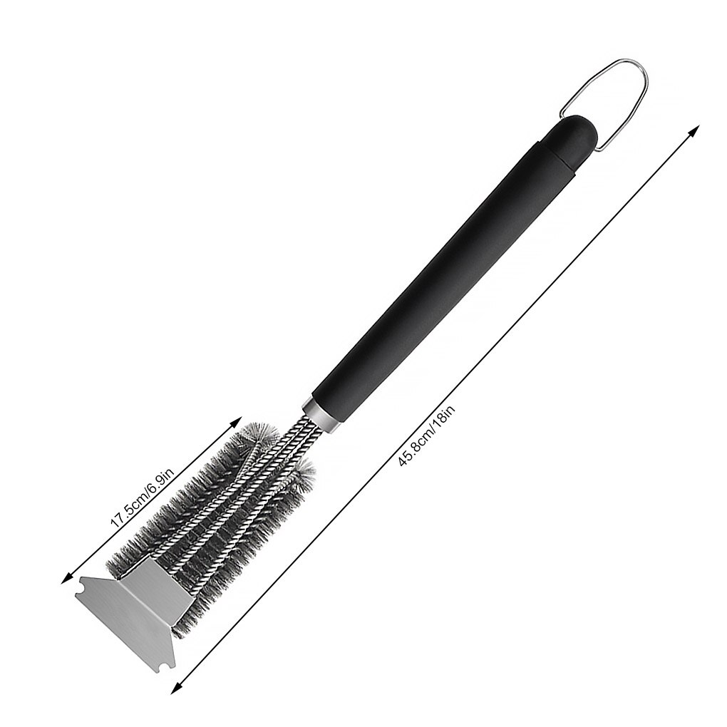 3-heads BBQ Plate Cleaning Brush Stainless Steel Grill Oven Barbeque Grille Tray Wire Brush BBQ Grill Cleaning Wire Brush