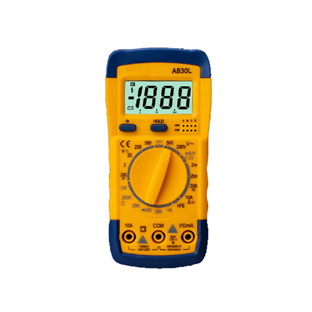 A830L Lcd Digitale Multimeter Ac/Dc Spanning Diode Freguency Multitester Huidige Tester Volt Monitor Voltmeter Ampèremeter Meter Gauge: Yellow