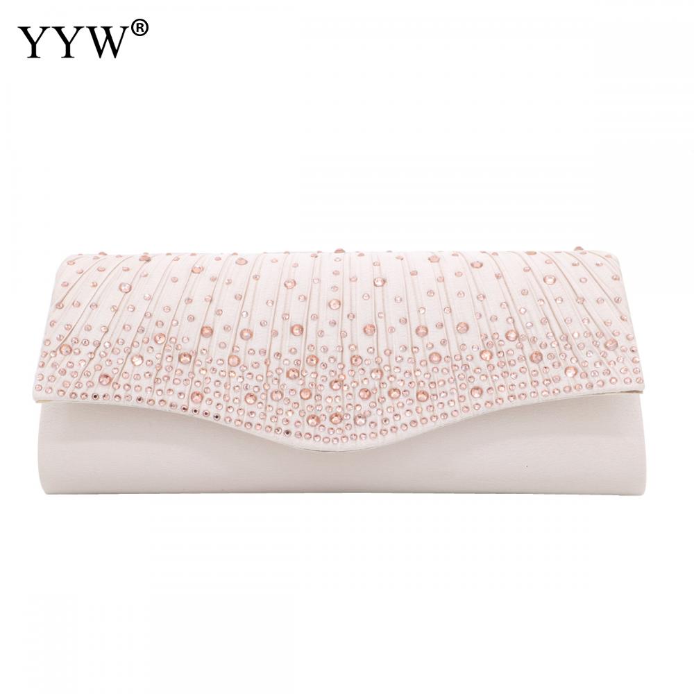 white Women Wedding Purse Rhinestone Evening Party Clutch Bag Handbag Prom Bolsa Feminina pink Clutch Female: pink