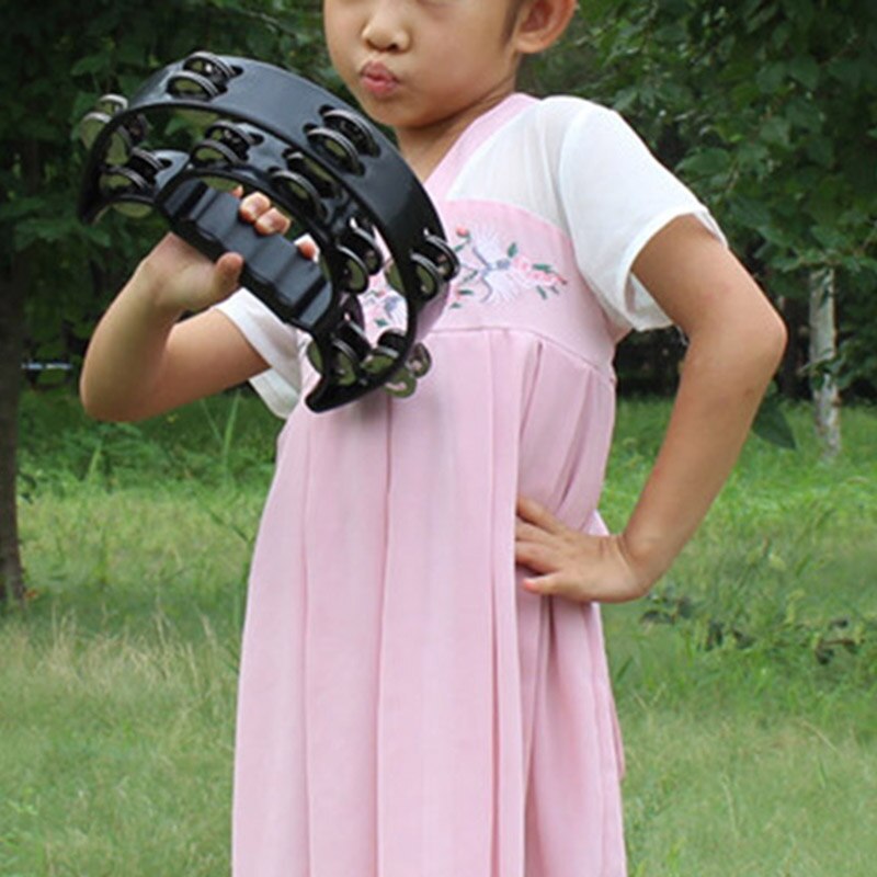 Tambourine Percussion Musical Instruments Hand Bell Double Rows Party Tambourine YS-BUY: Black