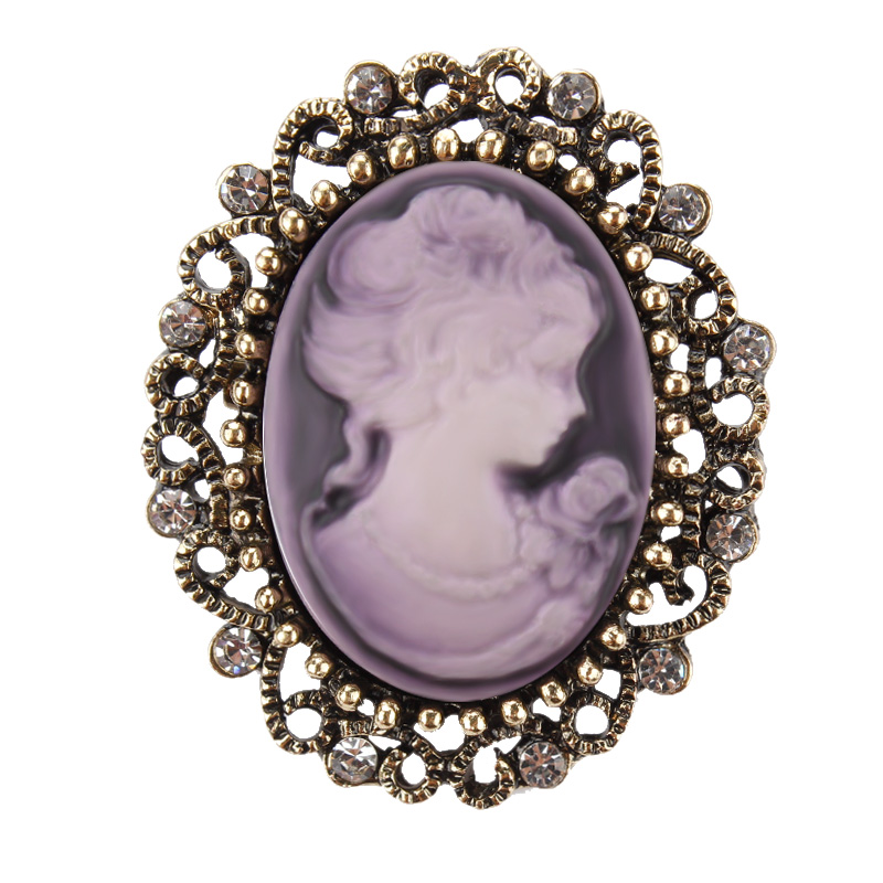 Weimanjingdian Fabriek Directe Verkoop Vintage Queen 'S Cameo Broche Pins Vrouwen Ornament Sieraden: purple