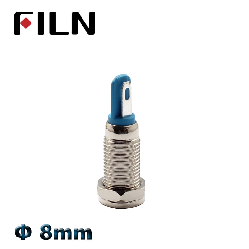 FILN 8mm 12v led chrome metal indicator light red green blue white yellow led metal pilot lamp car warning signal light