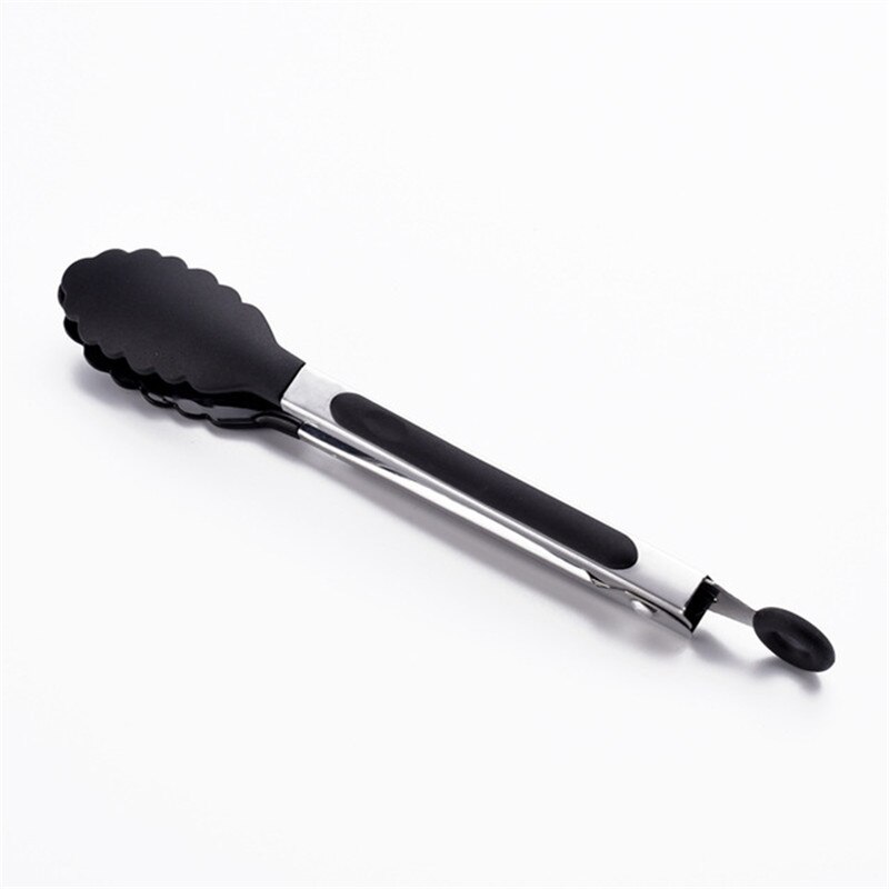 Stainless steel Toogs Silicone Kitchen Tongs BBQ Clip Salad Bread Cooking Food Serving Tongs Restaurant Food Folder Kitchen Tool: A
