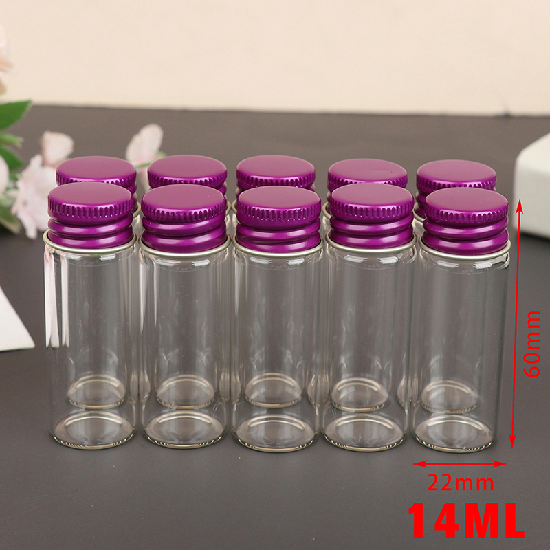 10 stuks/lot 5/7/10/14ml kleine glazen potjes/flesjes met schroefdop, opbergpotjes, mini-containers, transparante glazen flesjes: Multi