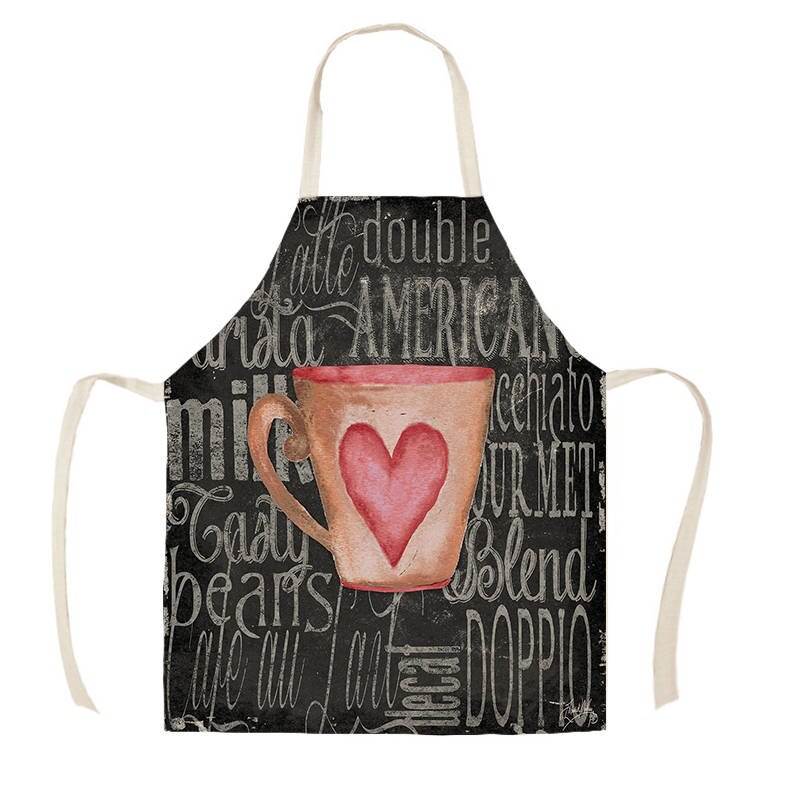 Coffee Pattern Kitchen Aprons for Woman Man Home Cooking Baking Shop Cleaning Cotton Linen Apron WQi857: WQi85704 / 38x47cm Kids Size