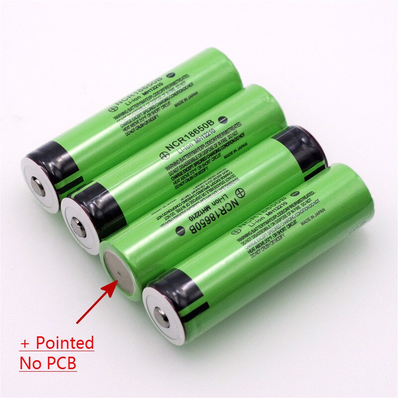 Original 18650 3.7 v 3400 mah Lithium Rechargeable Battery NCR18650B with Pointed(No PCB) For flashlight batteries