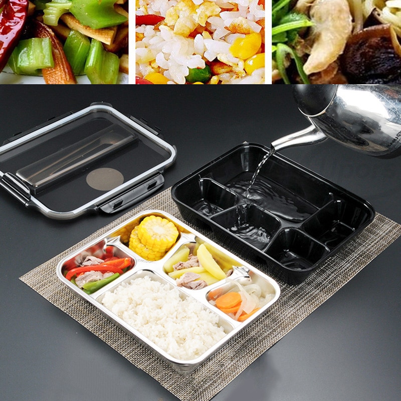 Leakproof Lunch Box Food Containers with Compartments 304 Stainless Steel Lunchbox Office School Kids Bento Box with Spoon