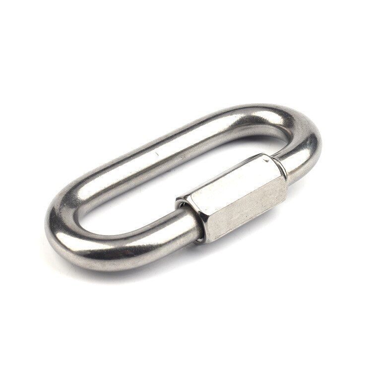 Stainless Steel Screw Lock Climbing Gear Carabiner Quick Links Safety Snap Hook Chain Connecting Ring Carabiner Chain Buckle