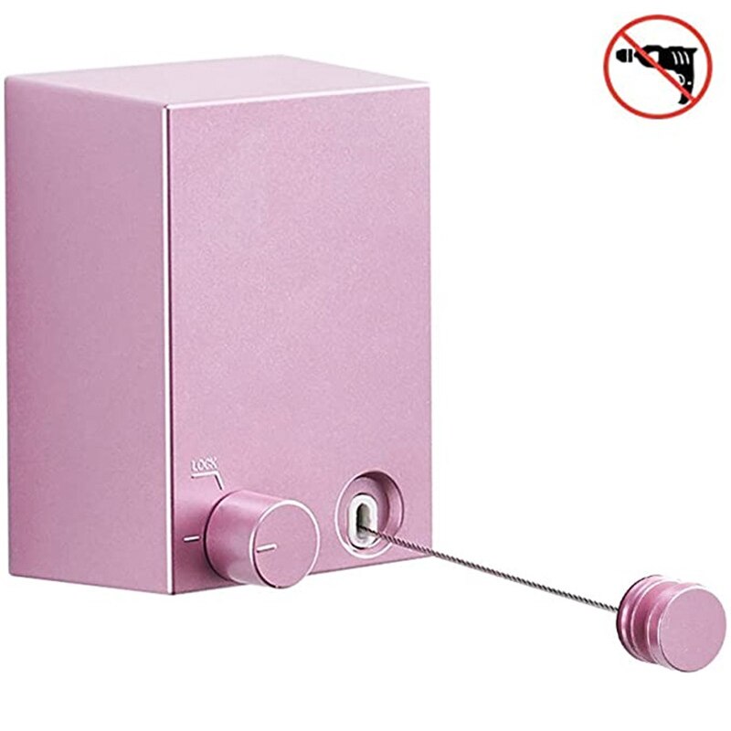 Tendedero oculto para balcón, sin perforaciones, alambre de acero de contracción, estantería para colgar ropa, línea de ropa extensible para interiores: Pink