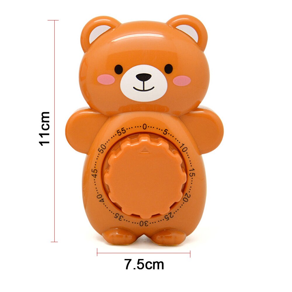 Cute Bear Mechanical Kitchen Timer 60 Minutes Countdown Alarm Timer Dial Timers Counter Reminder Kitchen Accessories