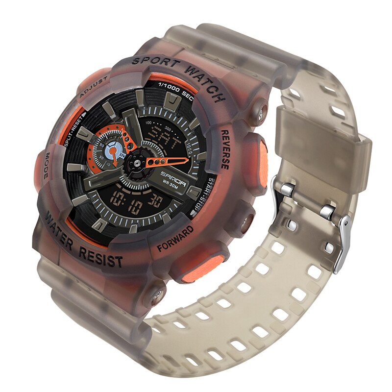 Vrouwen Mannen Quartz Horloge Digitale Sport Stopwatch Klokken Waterbestendig Vrouw Horloges Voor Meisje Man relogios: Orange