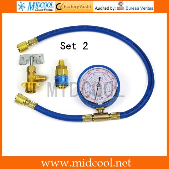 R134a R22 R410a R404a Refrigerant Charging Hose with Gauge Recharge Measuring Tool