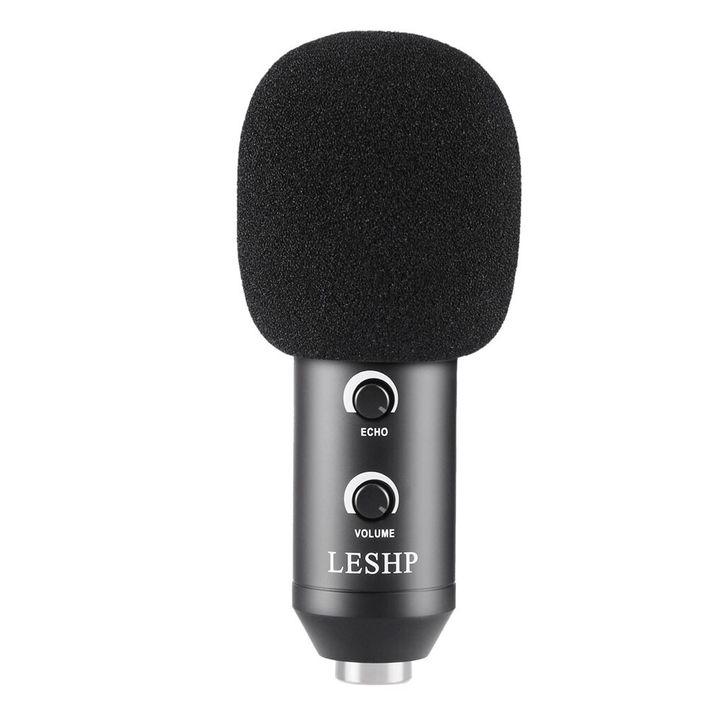 LESHP Black Volume Reverberation Condenser Network K Song Dedicated Microphone for Personal Studio, Chat Rooms, Radio Stations