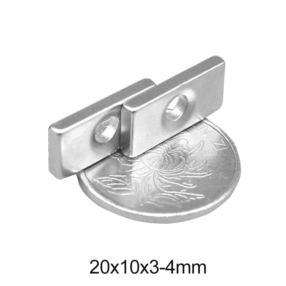 5 ~ 100 kpl 20 x 10 x 3-4 lohkoa voimakas magneetti 4mm -reikäinen irtotavaramagneetti 20 x 10 x 3mm-4mm vahvaa pysyvää ndfeb -magneettia 20*10*3-4 mm
