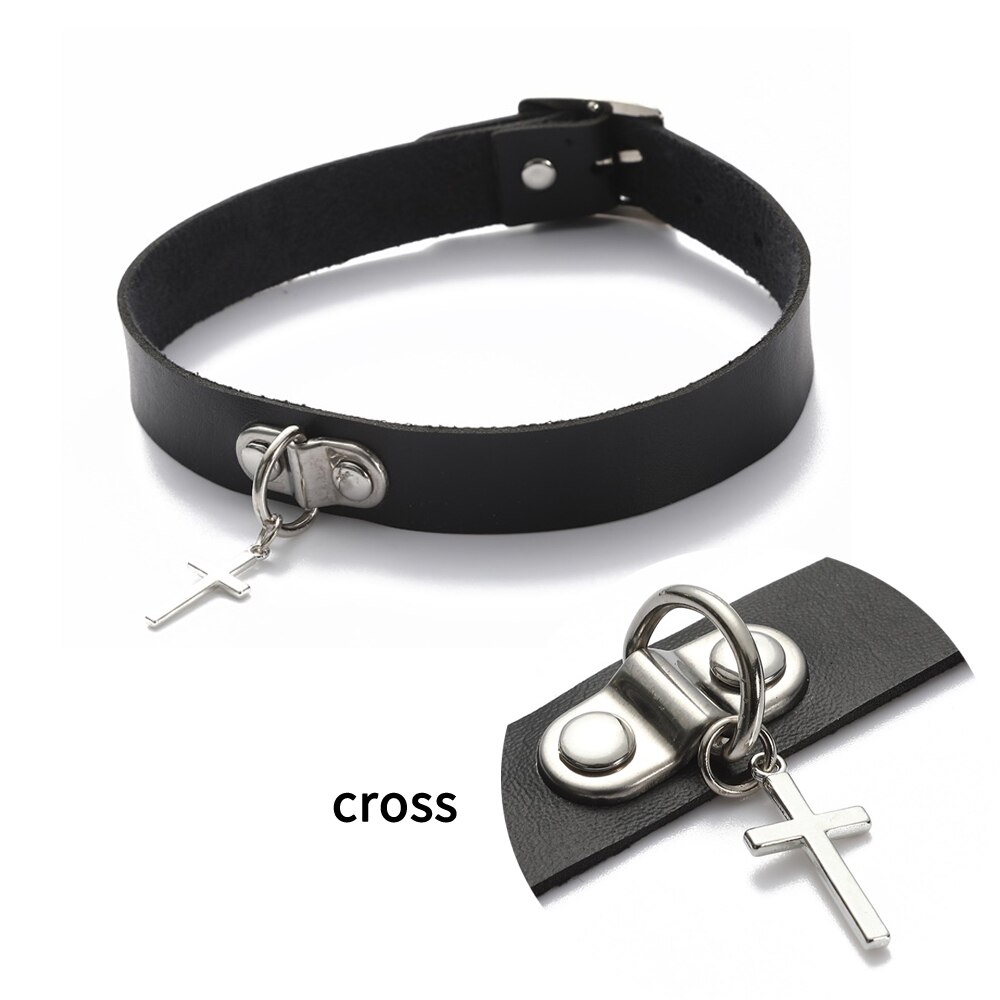 Nero del collare del choker donne/ragazze punk chocker croce rave nuovo di cuoio Della Collana del choker 2020 collo goth monili