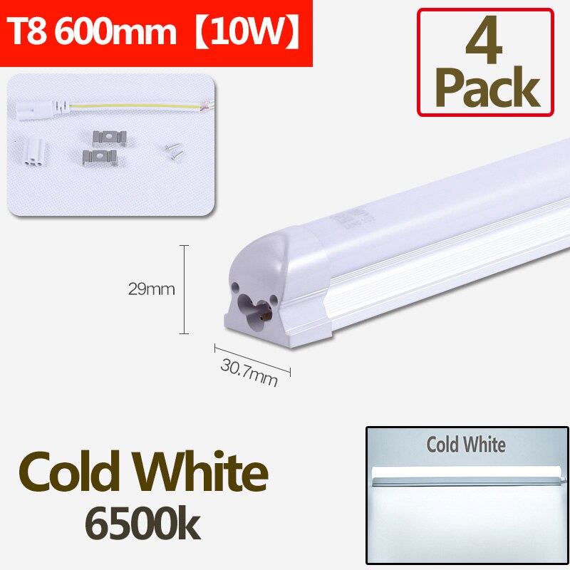 T8 T5 Led Leuchtstoffröhre 220V Rohr Led 120cm 60cm T8 Wand Lampe Lampe Licht Lampara 5W 20W Tobe lampa 2FT 4FT Home Küche Beleuchtung: 4pcs 10W Cold White