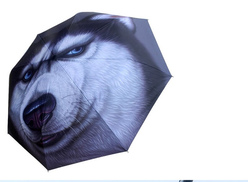Paraguas con pintura de cabeza de perro para hombre y mujer, sombrilla de sol Anti UV de vinilo, Paraguas para lluvia plegables para exteriores, para niños