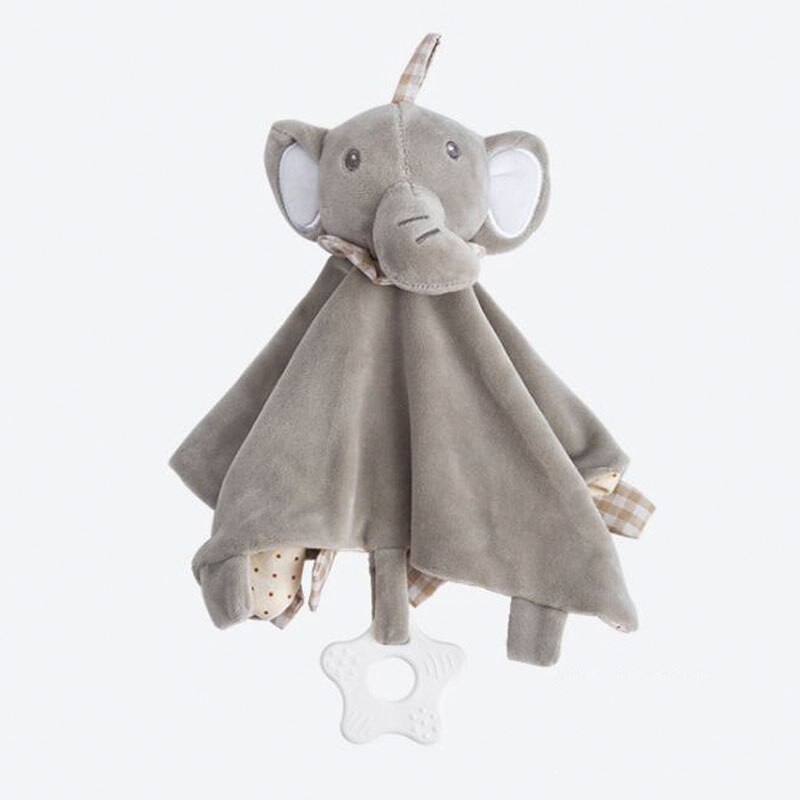 Baby plys legetøj blødt formilde håndklæde berolige sovende dyr tæppe håndklæde pædagogisk rangler musling plys bebes legetøj dukke: Grå elefant