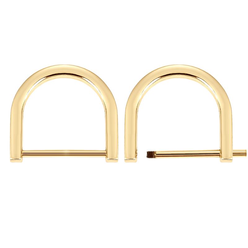 2Pcs Stainless Steel D-Ringshackle Clasp Buckle Keychain Ring Hook Screw Pin Joint Connecter Bag Strap Leathercraft Parts: 3# / Gold