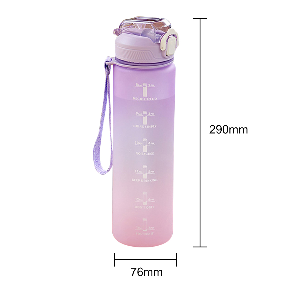 1L Large Capacity Water Bottle Straw Cup High Temperature Plastic Water Cup Time Scale Frosted Outdoor Sports Student Couple Cup: G