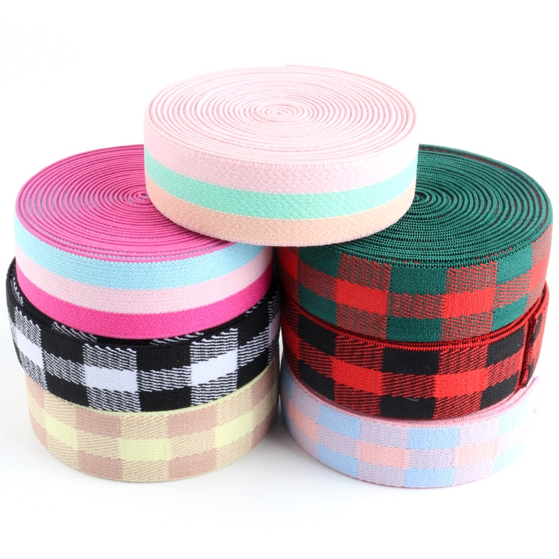 25mm elastische band rooster print patroon rubber band kleding tassen huishoudtextiel naai accessoires doe-het-zelf 1 meter