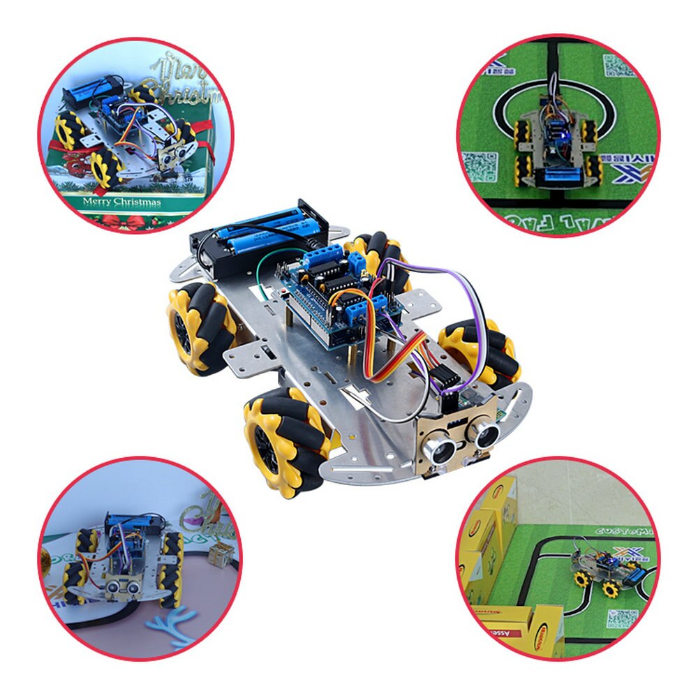 4WD DIY Smart Robot Car With Bluetooth,Ultrasonic module For Arduino Education Programming for CH340 Uno R3 with Tutorials