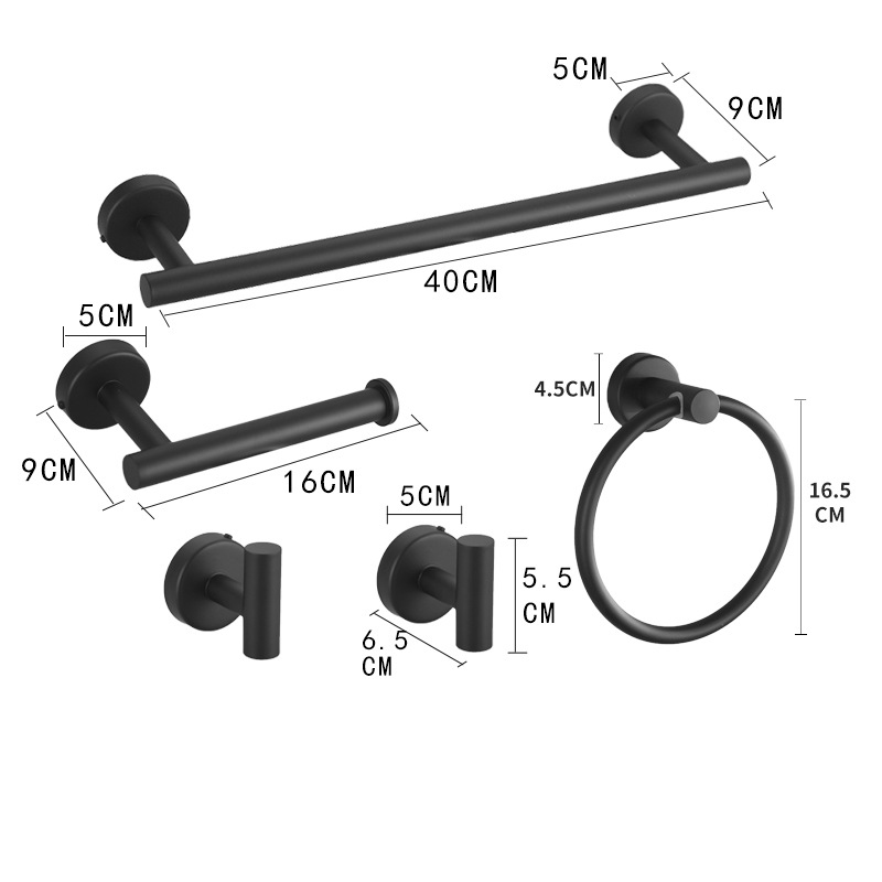 Zwarte badkamer hardware set accessoires roestvrijstalen handdoekenrek toiletrolhouder haak badkamer plank organisator set: YELLOW