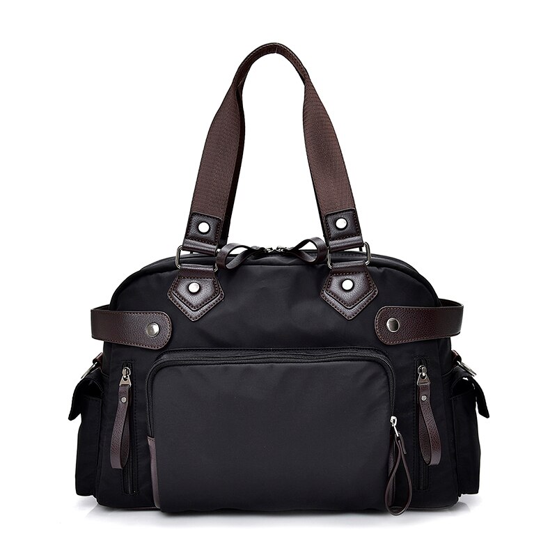 Manliga väskor nylon portfölj messenger bag för män kvinnor solid laptopväska stor kapacitet skolväska affärshandväska unisex: Svart
