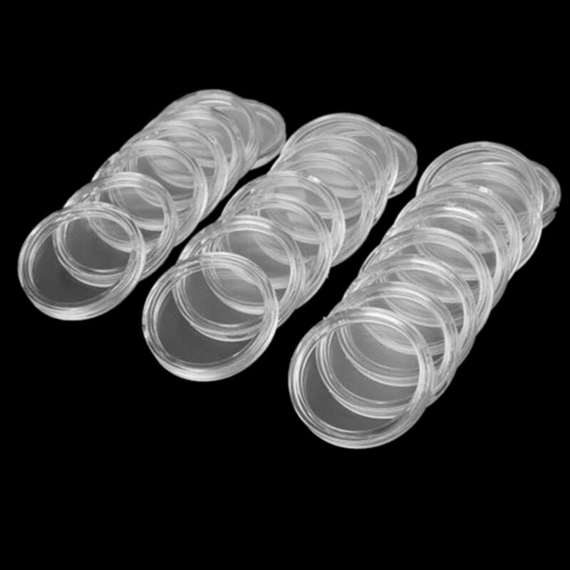 110 stuks kleine ronde transparante plastic muntcapsules doos , 10 stuks 22mm & 100 stuks 21mm