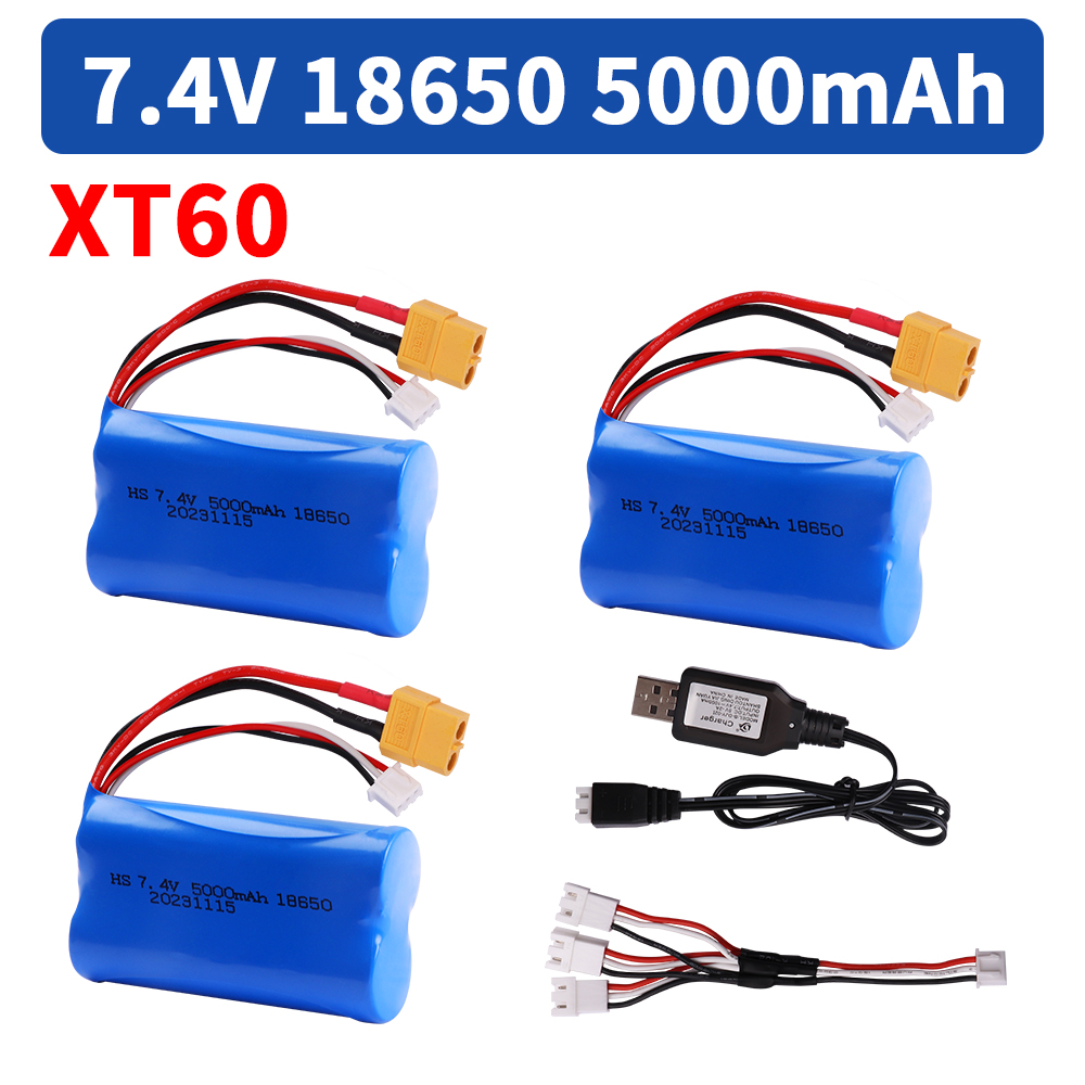 Batería Para Henglong 3818 3819 3838 3839 3889 3898 3899 3908 3918 3938 3939 1/16 7,4 5000 tanque RC V mAh batería de iones de litio con enchufe XT60: Oro