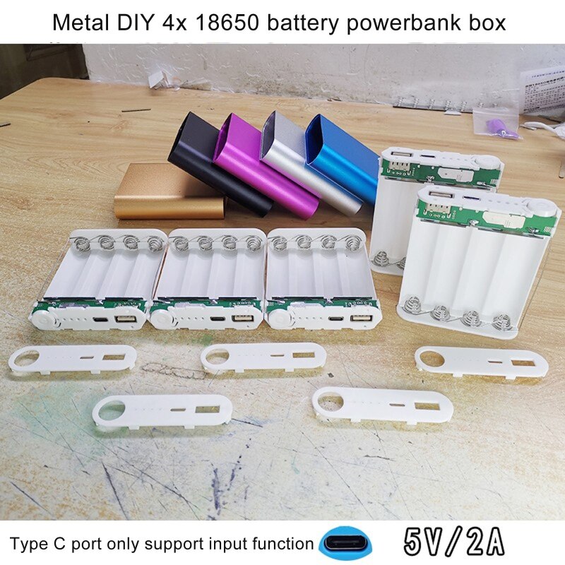 5 Colors Metal Power Bank DIY Kit Storage Case Box Free Welding Suit 4X 18650 Battery 5V 2.1A USB External Charger Smart Phone
