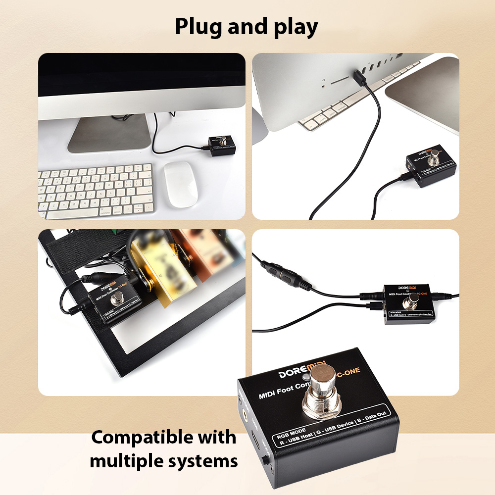DOREMiDi MIDI Jalkakontroller - Plug and Play - MIDI-lähdöt - CC/PC/NOTE Viestit