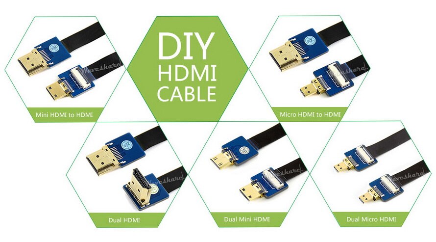 Adaptador Micro HDMI Horizontal para DIY Cable HDMI Horizontal/Conector recto