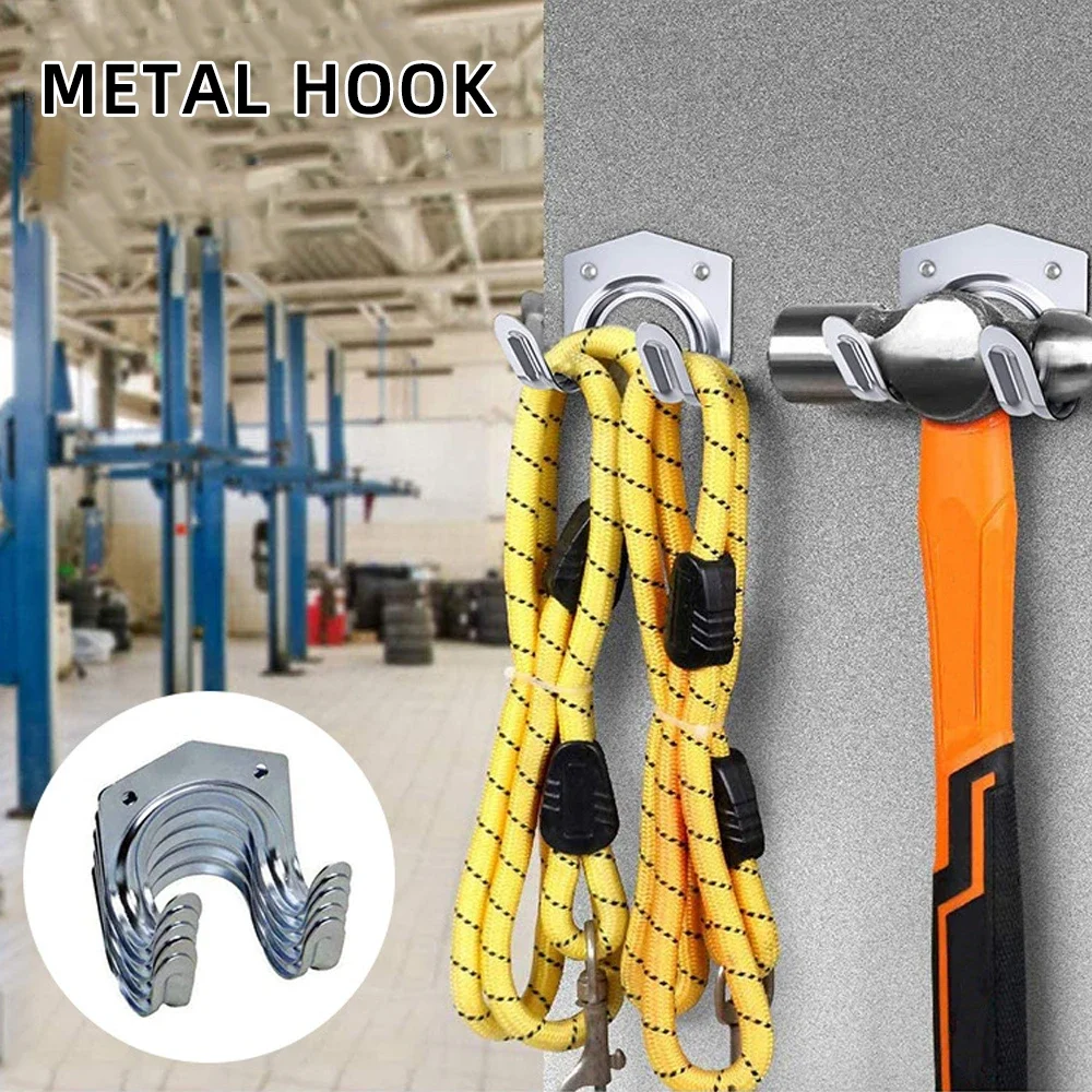 5/10 stks Hanger Sets Gereedschap Opslag Haken Muurbevestiging Metalen Dubbele Haken Garage Schuur Opknoping Organisator Tuinbeugel