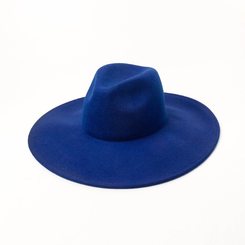 100%  moderigtig boho chic fedora-hat i landlig stil med bred skygge: Blå