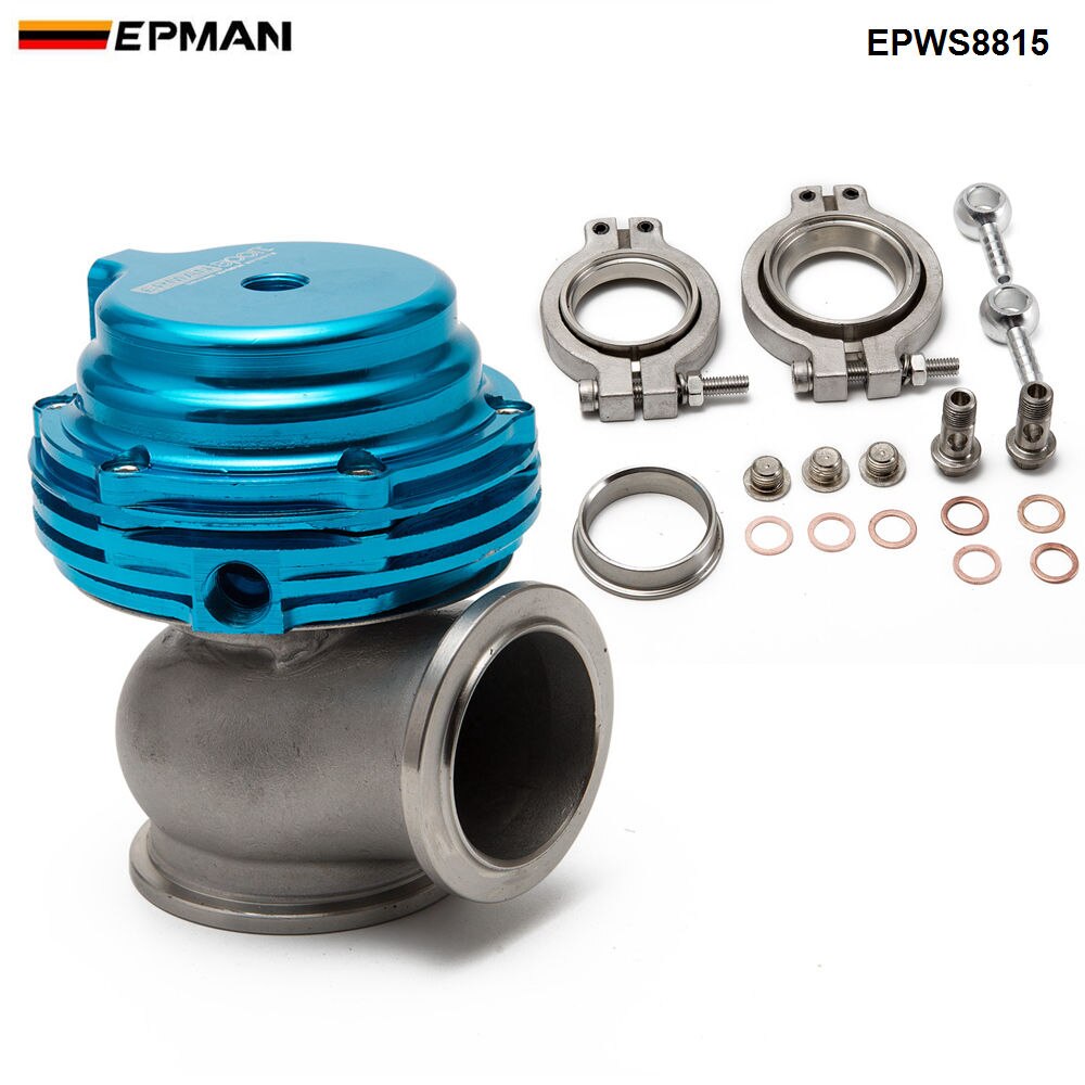 EPMAN MVS 38mm Wastegate Aluminum Top Steel V-band Gold External Waste Gate For Supercharge Turbo Manifold 14PSI EPWS8815: Blue