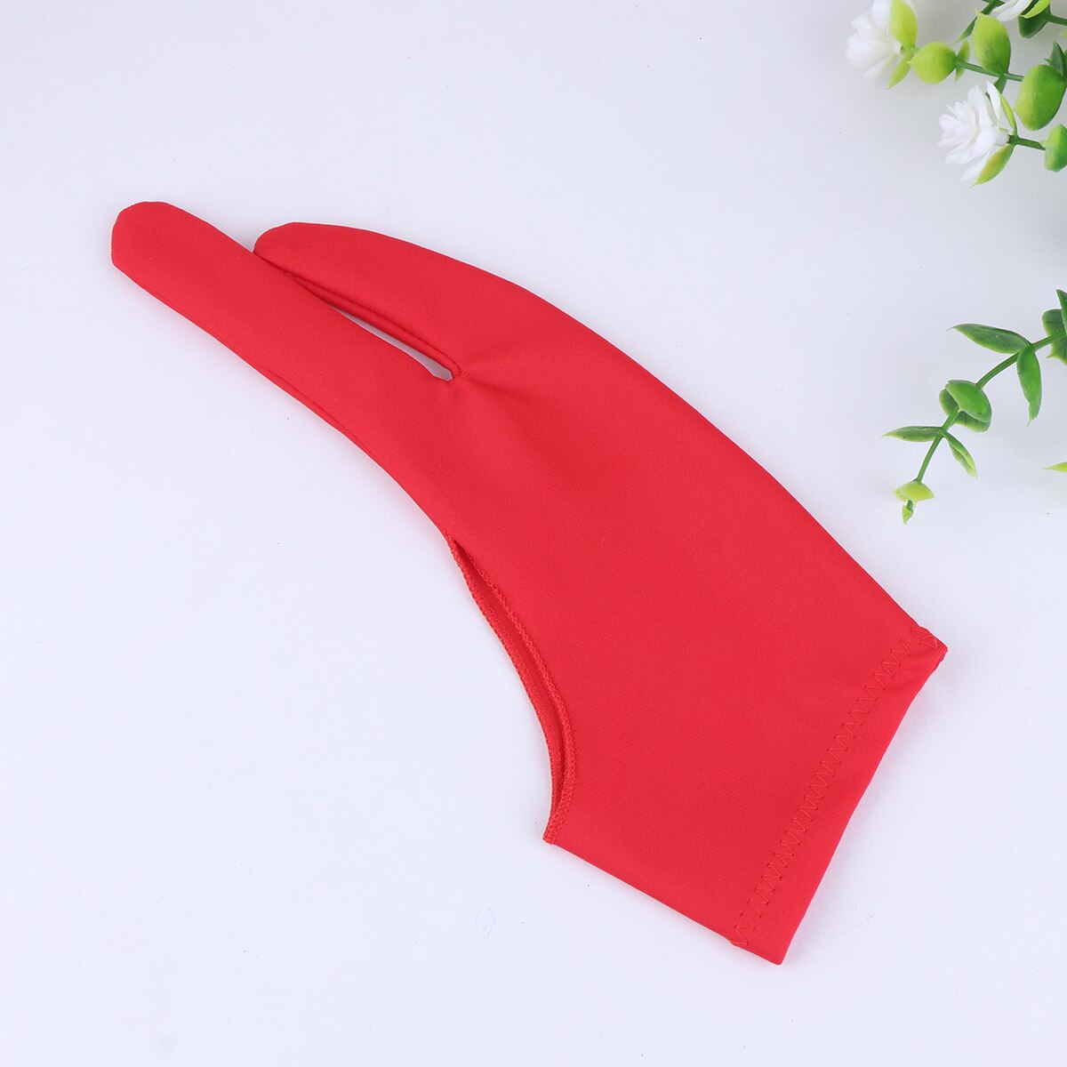 2 Pcs Two Finger Painting Glove Artist&#39;s Drawing Anti-Fouling Glove Sketch Curved Gloves- Size S(Red)
