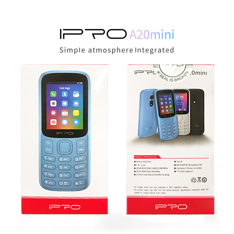 Telefone IPRO A20Mini Feature Mobile Phones 600mAh English Spanish Language Led Flashlight GSM Dual SIM Card Rugged CellPhone