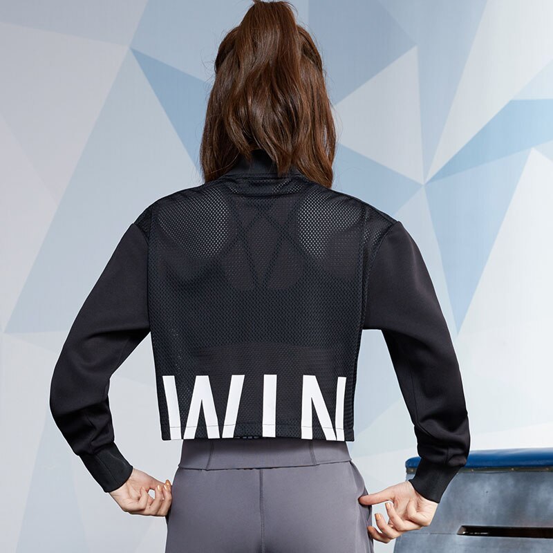Kvinders slim lynlås sport løst fitnesscenter løb yoga jakke fitness træning sportstøj toppe udendørs cardigan stand krave jakke