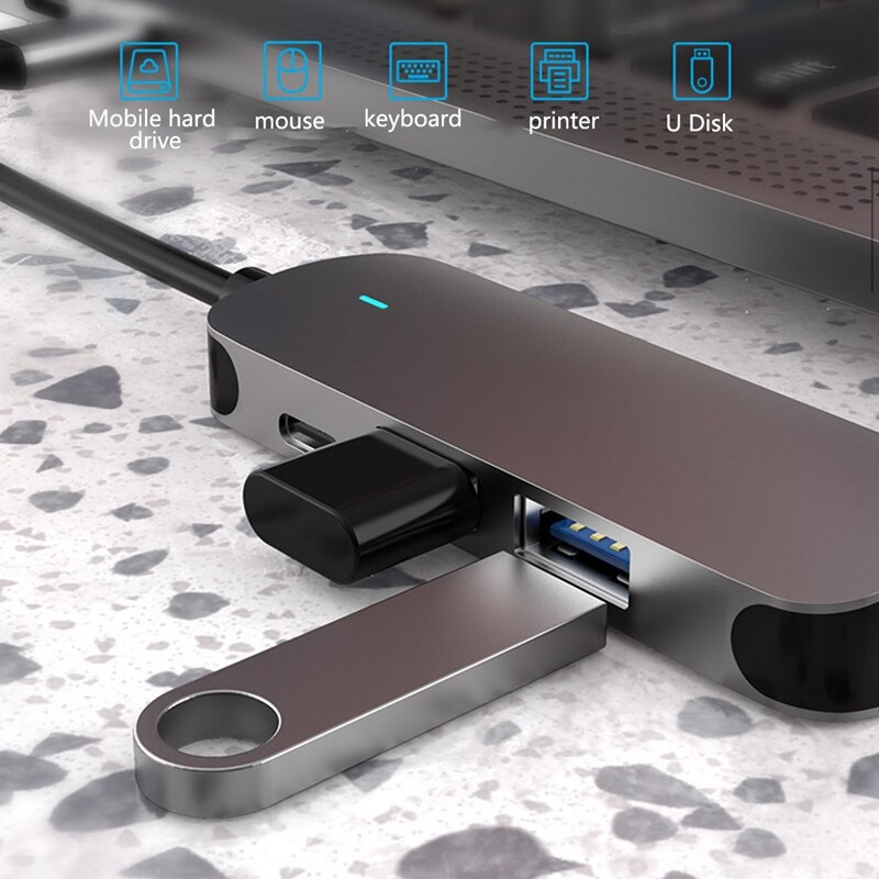 Type-C to HDMI / PD Expansion Dock 4-In-1 Multifunction Converter Type Chub Docking Station