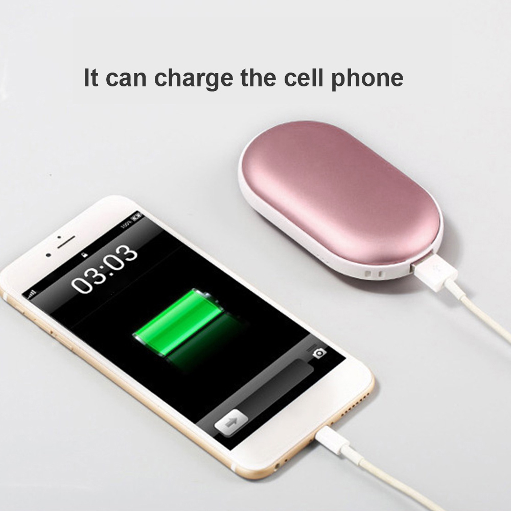 Portátil 5200mAh USB recargable 2 en 1 calentador de manos eléctrico banco de energía de invierno rápido de doble cara de calefacción