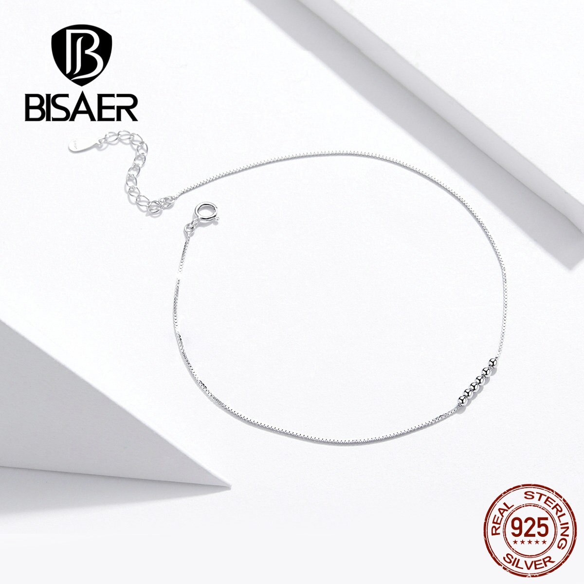 Bisaer Echt 925 Sterling Silber Spirale Gestapelt Perlen Anhänger Fußkettchen Schuhe Bein Armbänder modisch Zubehör GXT007